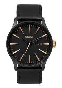 
NIXDEV01 Sentry Leather Analog Watch - Matte Black / Gold - View 1