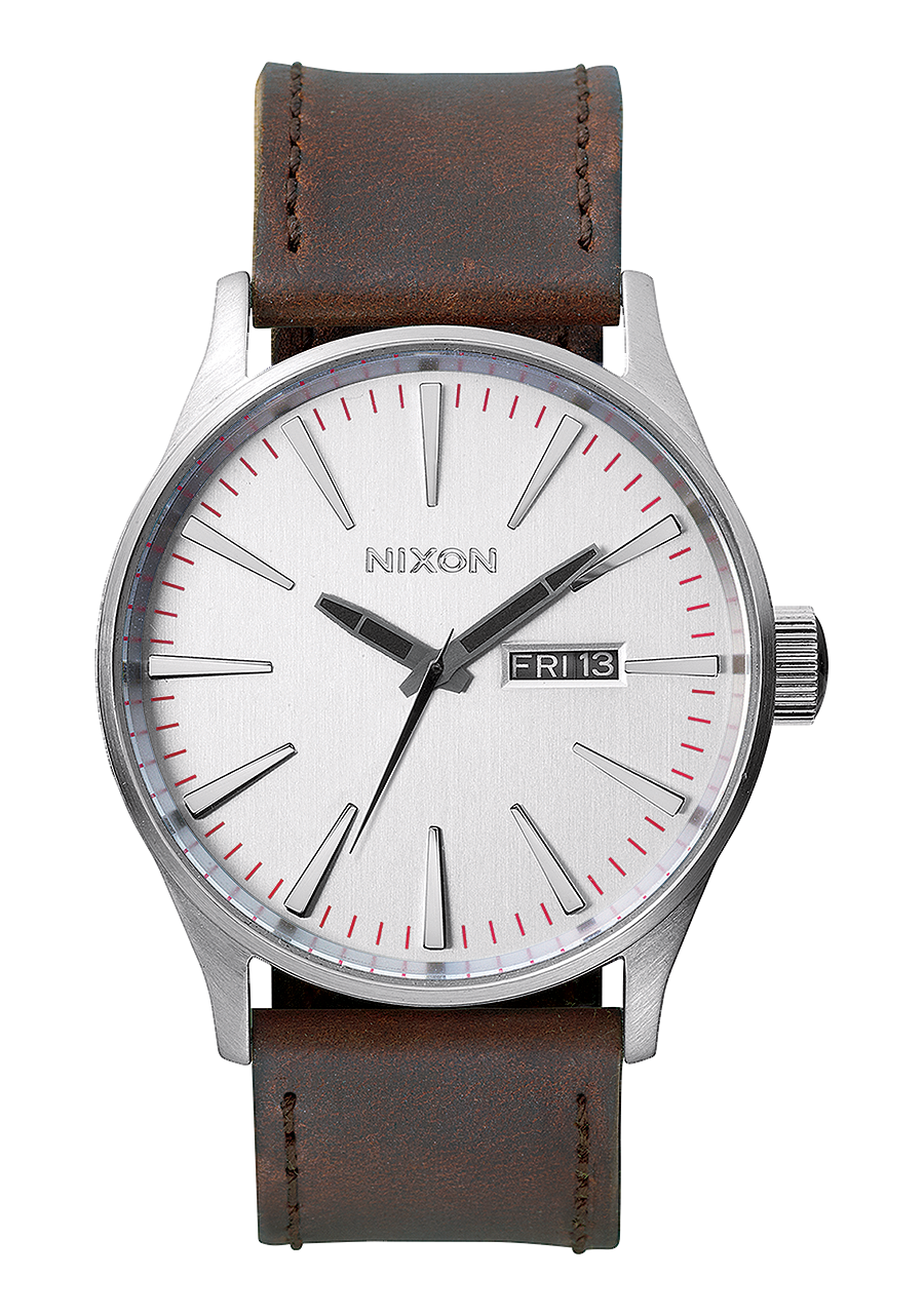 
NIXDEV01 Sentry Leather Analog Watch - Silver / Brown - View 1