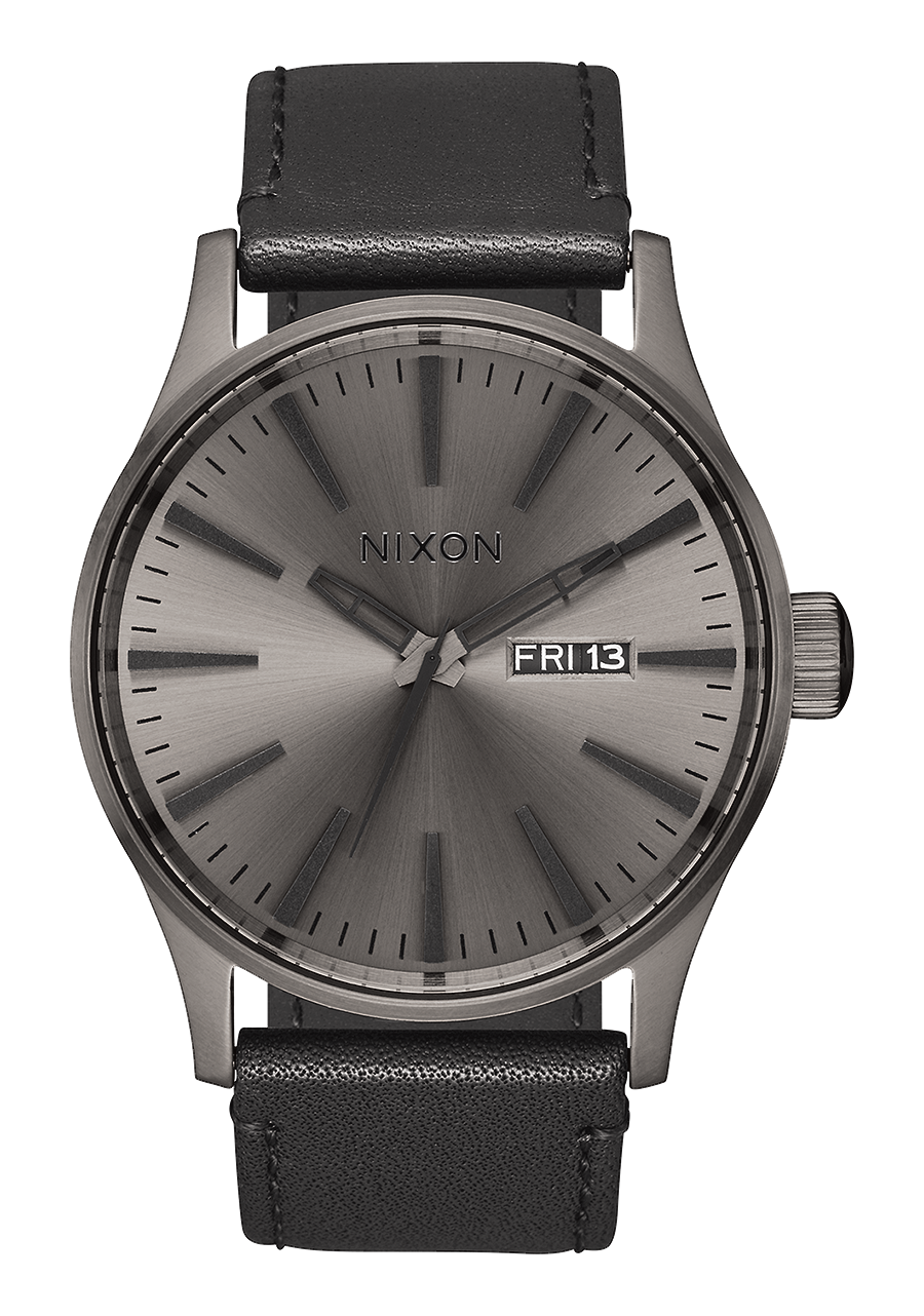 
NIXDEV01 Sentry Leather Analog Watch - Gunmetal / Black - View 1