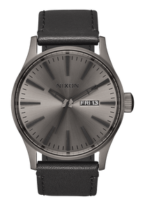 
NIXDEV01 Sentry Leather Analog Watch - Gunmetal / Black - View 1