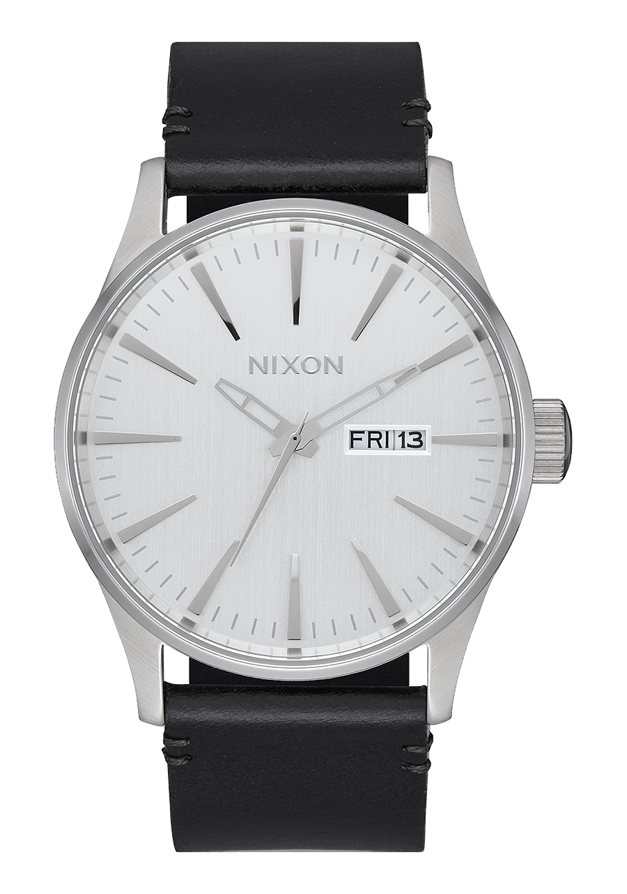 
NIXDEV01 Sentry Leather Analog Watch - All Silver / Black - View 1
