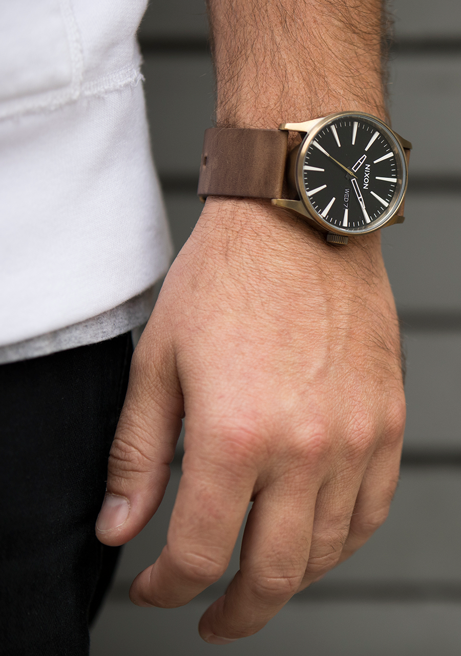 
NIXDEV01 Sentry Leather Analog Watch - Brass / Black / Brown - View 5