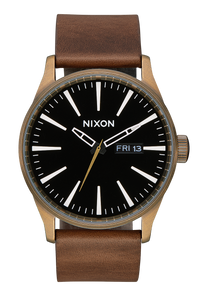 
NIXDEV01 Sentry Leather Analog Watch - Brass / Black / Brown - View 1