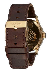 
NIXDEV01 Sentry Leather Analog Watch - Polished Gold / Navy Sunray - View 3