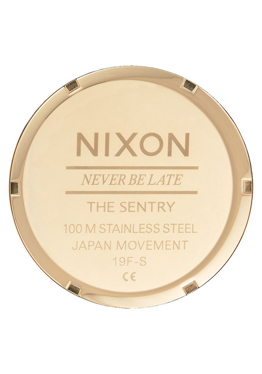 
NIXDEV01 Sentry Leather Analog Watch - Polished Gold / Navy Sunray - View 4