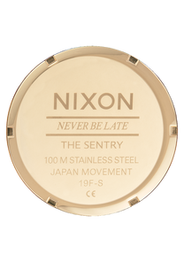 
NIXDEV01 Sentry Leather Analog Watch - Polished Gold / Navy Sunray - View 4