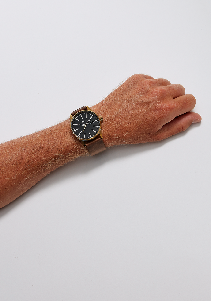
NIXDEV01 Sentry Leather Analog Watch - Gold / Black - View 6