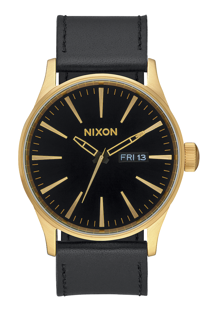 
NIXDEV01 Sentry Leather Analog Watch - Gold / Black - View 1