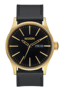 
NIXDEV01 Sentry Leather Analog Watch - Gold / Black - View 1