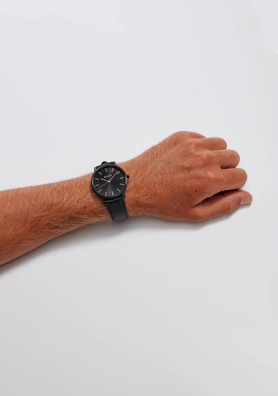 
NIXDEV01 Porter Leather Analog Watch - All Black / Gold - View 6