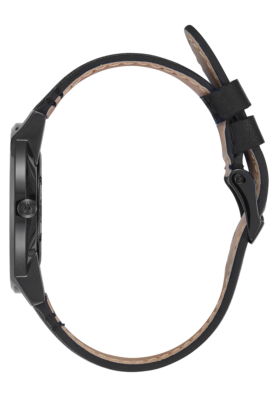 
NIXDEV01 Porter Leather Analog Watch - All Black / Gold - View 2