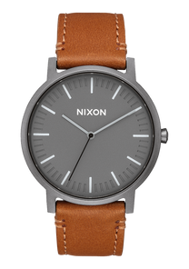
NIXDEV01 Porter Leather Analog Watch - Gunmetal / Charcoal / Taupe - View 1