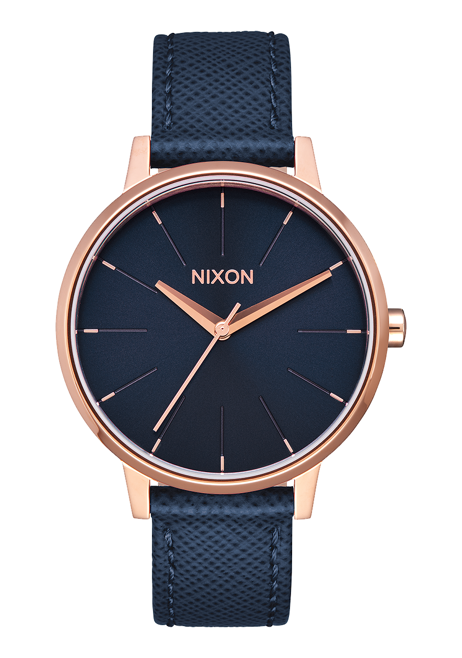 
NIXDEV01 Kensington Leather Analog Watch - Navy / Rose Gold - View 1