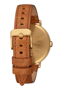 
NIXDEV01 Arrow Leather Analog Watch - Gold / White / Saddle - View 3