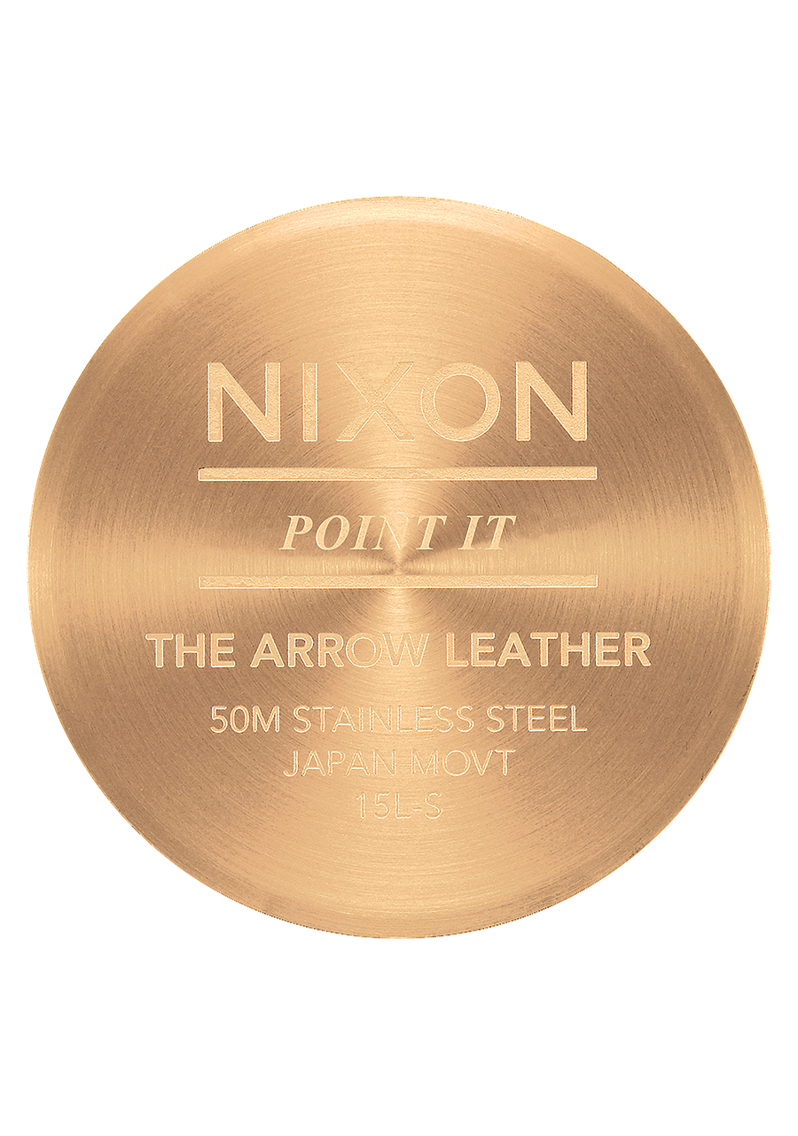 
NIXDEV01 Arrow Leather Analog Watch - Gold / White / Saddle - View 4