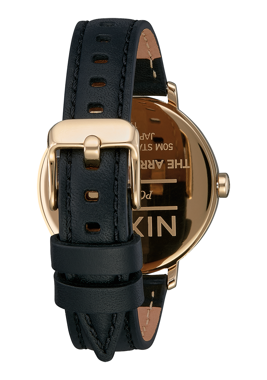 
NIXDEV01 Arrow Leather Analog Watch - Gold / Cream / Black - View 3