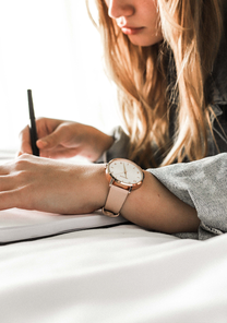 
NIXDEV01 Arrow Leather Analog Watch - Rose Gold / Light Pink - View 5
