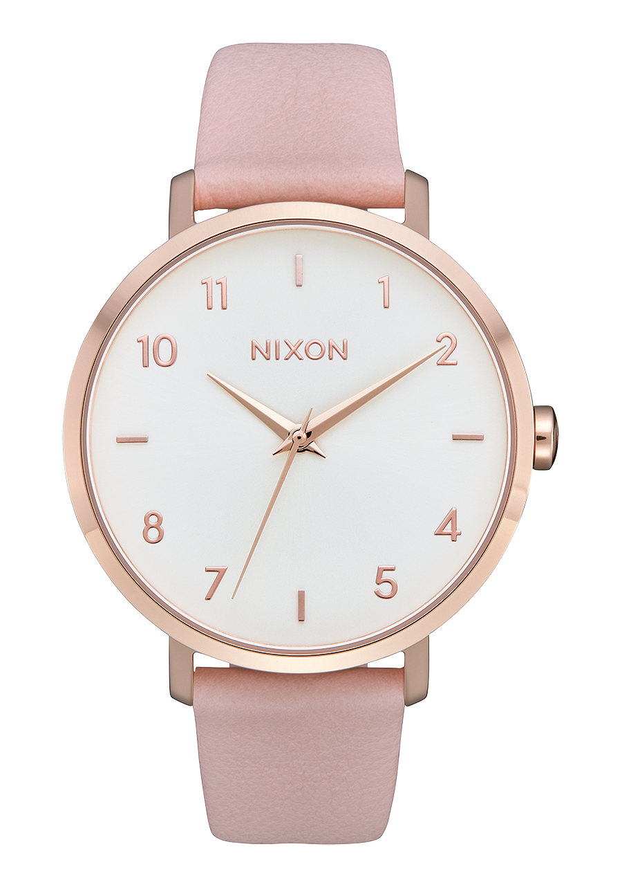 
NIXDEV01 Arrow Leather Analog Watch - Rose Gold / Light Pink - View 1