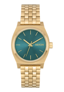 
NIXDEV01 Medium Time Teller Analog Watch - Light Gold / Turquoise - View 1