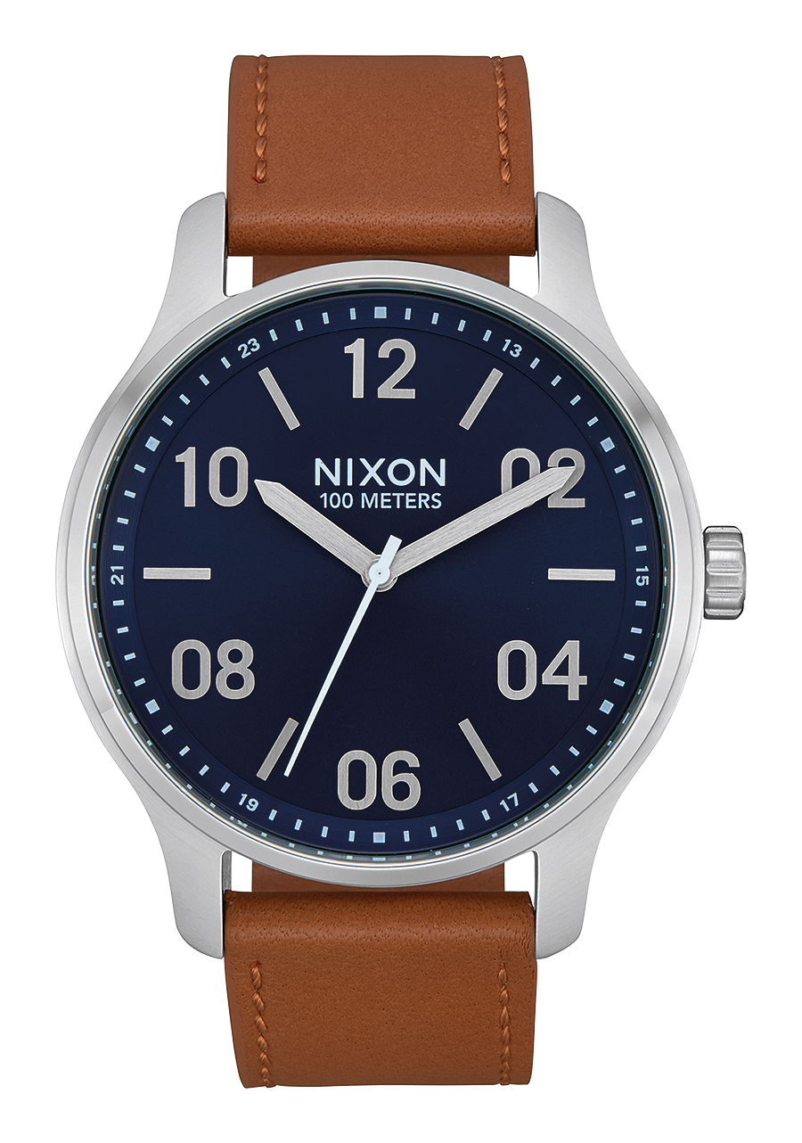 
NIXDEV01 Patrol Leather Analog Watch - Navy / Saddle - View 1