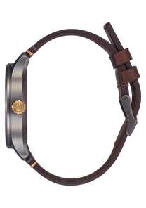 
NIXDEV01 Patrol Leather Analog Watch - Gunmetal / Gold - View 2