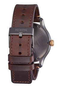 
NIXDEV01 Patrol Leather Analog Watch - Gunmetal / Gold - View 3