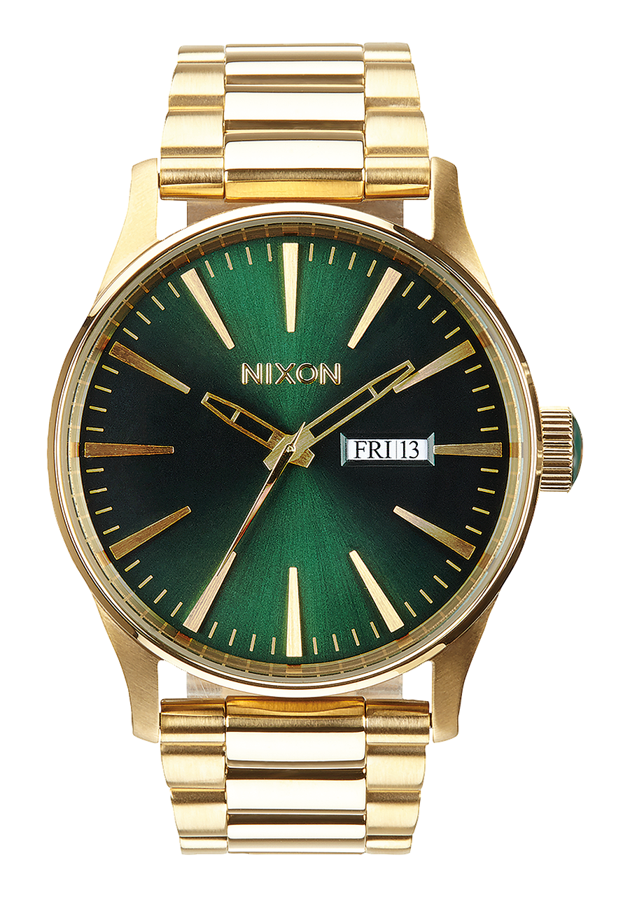 
NIXDEV01 Sentry Stainless Steel Analog Watch - Gold / Green Sunray - View 1