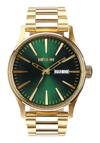 
NIXDEV01 Sentry Stainless Steel Analog Watch - Gold / Green Sunray - View 1
