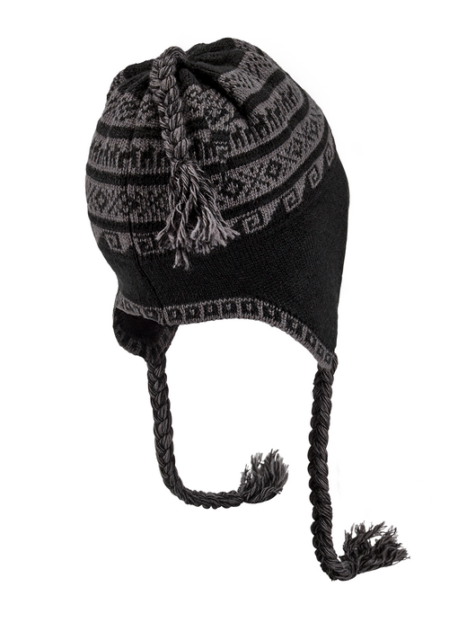 Bennett Earflap Beanie - Black / Gray